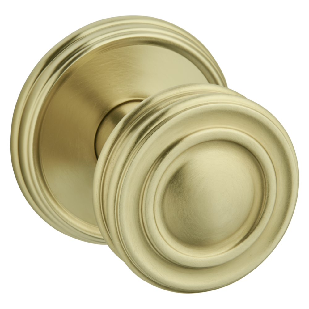 Baldwin 5066 Traditional Round Knob Set with 5078 Rose Lifetime (PVD) Satin Brass / Full Dummy / Reversible
