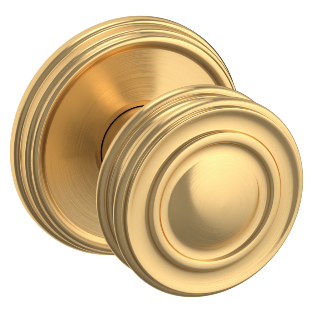 Baldwin 5066 Traditional Round Knob Set with 5078 Rose Lifetime (PVD) Satin Brass / Passage / Reversible