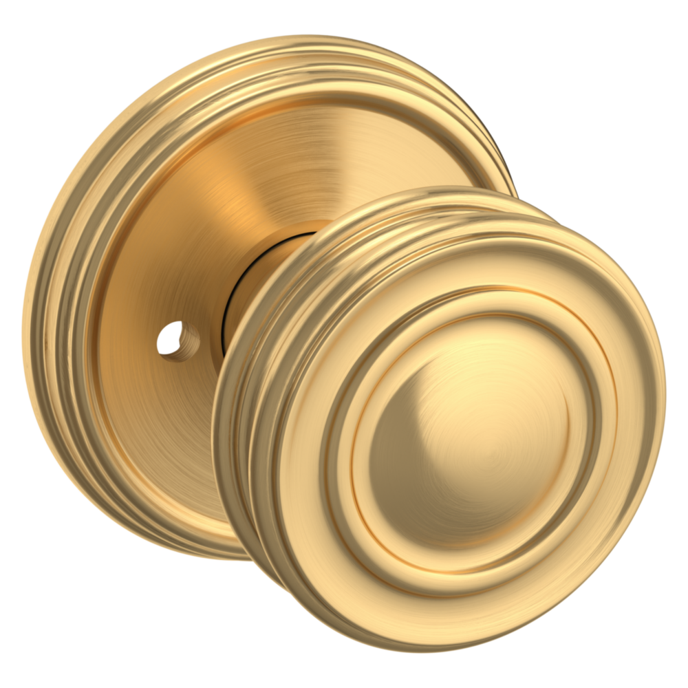 Baldwin 5066 Traditional Round Knob Set with 5078 Rose Lifetime (PVD) Satin Brass / Privacy / Reversible