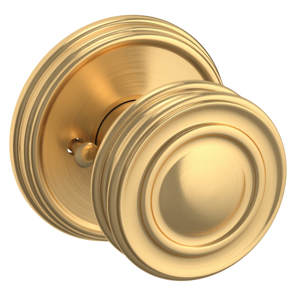 Baldwin 5066 Traditional Round Knob Set with 5078 Rose Lifetime (PVD) Satin Brass / Privacy / Reversible