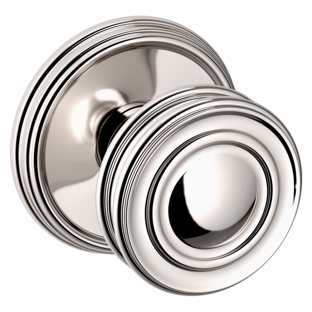 Baldwin 5066 Traditional Round Knob Set with 5078 Rose Lifetime (PVD) Polished Nickel / Passage / Reversible