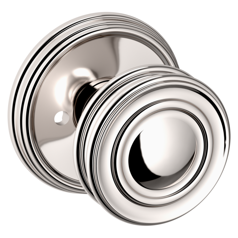Baldwin 5066 Traditional Round Knob Set with 5078 Rose Lifetime (PVD) Polished Nickel / Privacy / Reversible