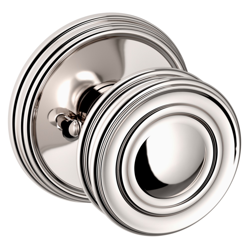 Baldwin 5066 Traditional Round Knob Set with 5078 Rose Lifetime (PVD) Polished Nickel / Privacy / Reversible