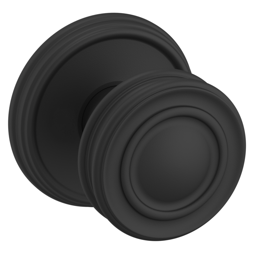 Baldwin 5066 Traditional Round Knob Set with 5078 Rose Satin Black / Passage / Reversible