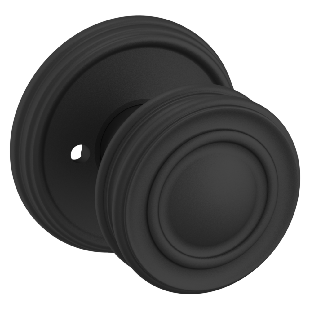 Baldwin 5066 Traditional Round Knob Set with 5078 Rose Satin Black / Privacy / Reversible