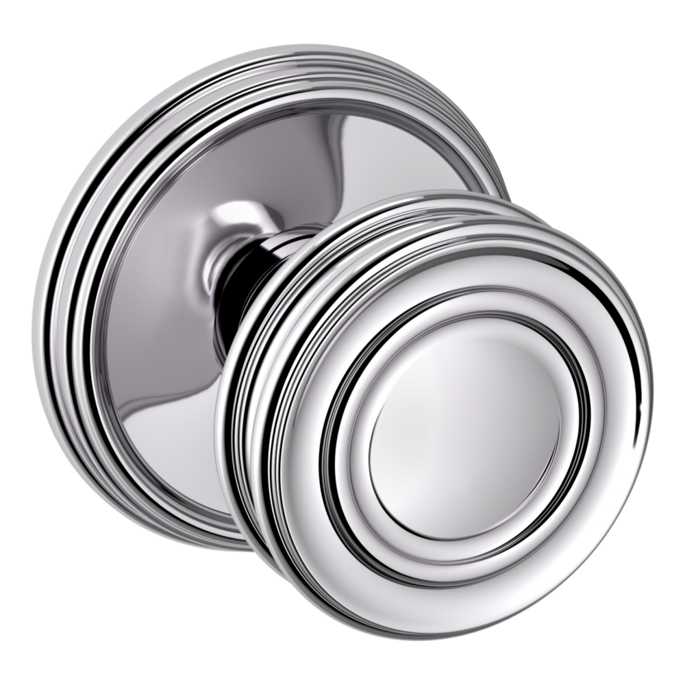 Baldwin 5066 Traditional Round Knob Set with 5078 Rose Polished Chrome / Full Dummy / Reversible