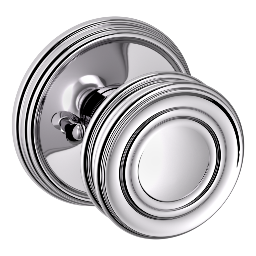 Baldwin 5066 Traditional Round Knob Set with 5078 Rose Polished Chrome / Privacy / Reversible