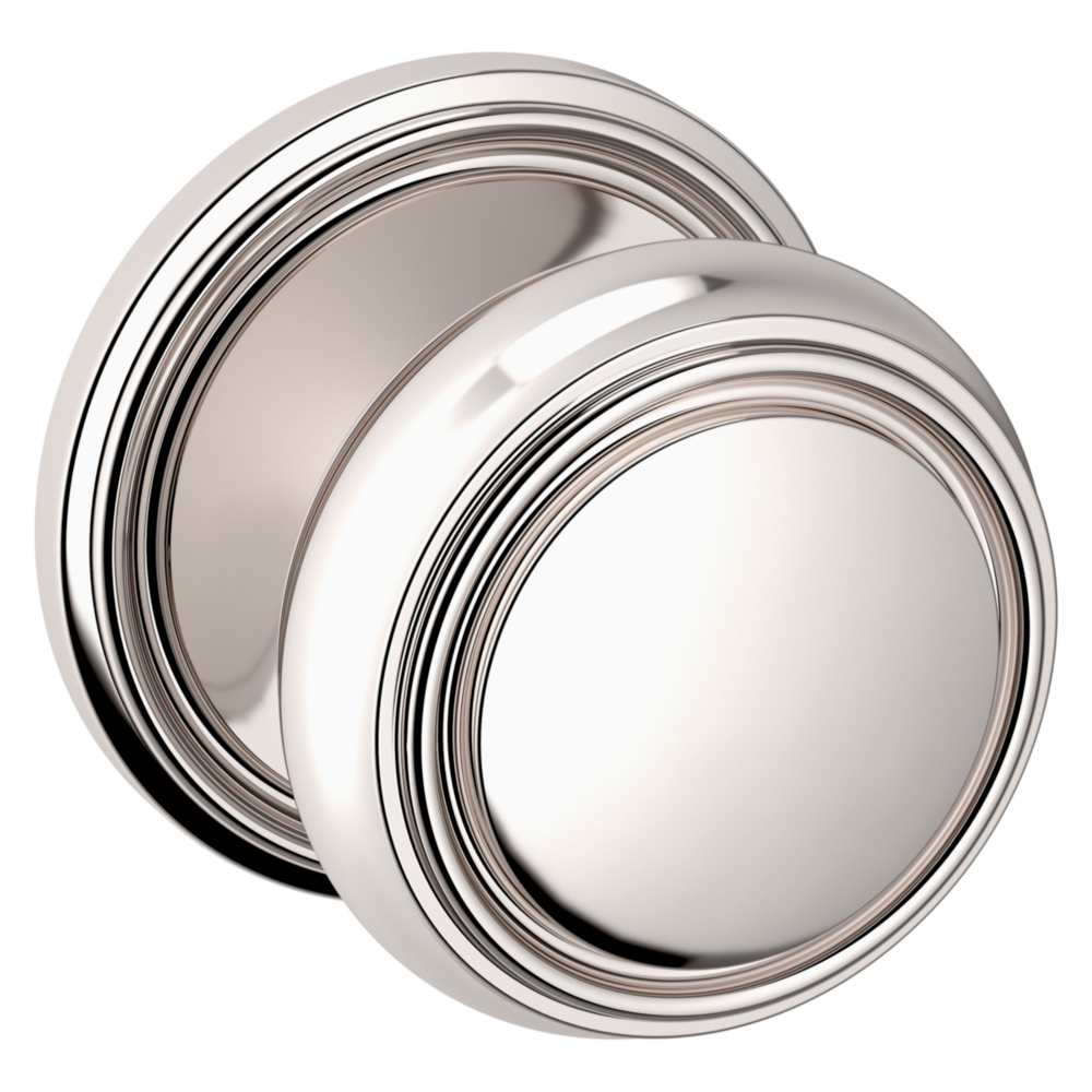 Baldwin 5068 Nashville Knob Set with 5070 Rose Lifetime (PVD) Polished Nickel / Passage / Reversible