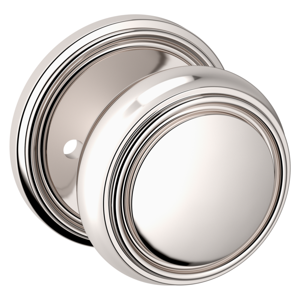 Baldwin 5068 Nashville Knob Set with 5070 Rose Lifetime (PVD) Polished Nickel / Privacy / Reversible