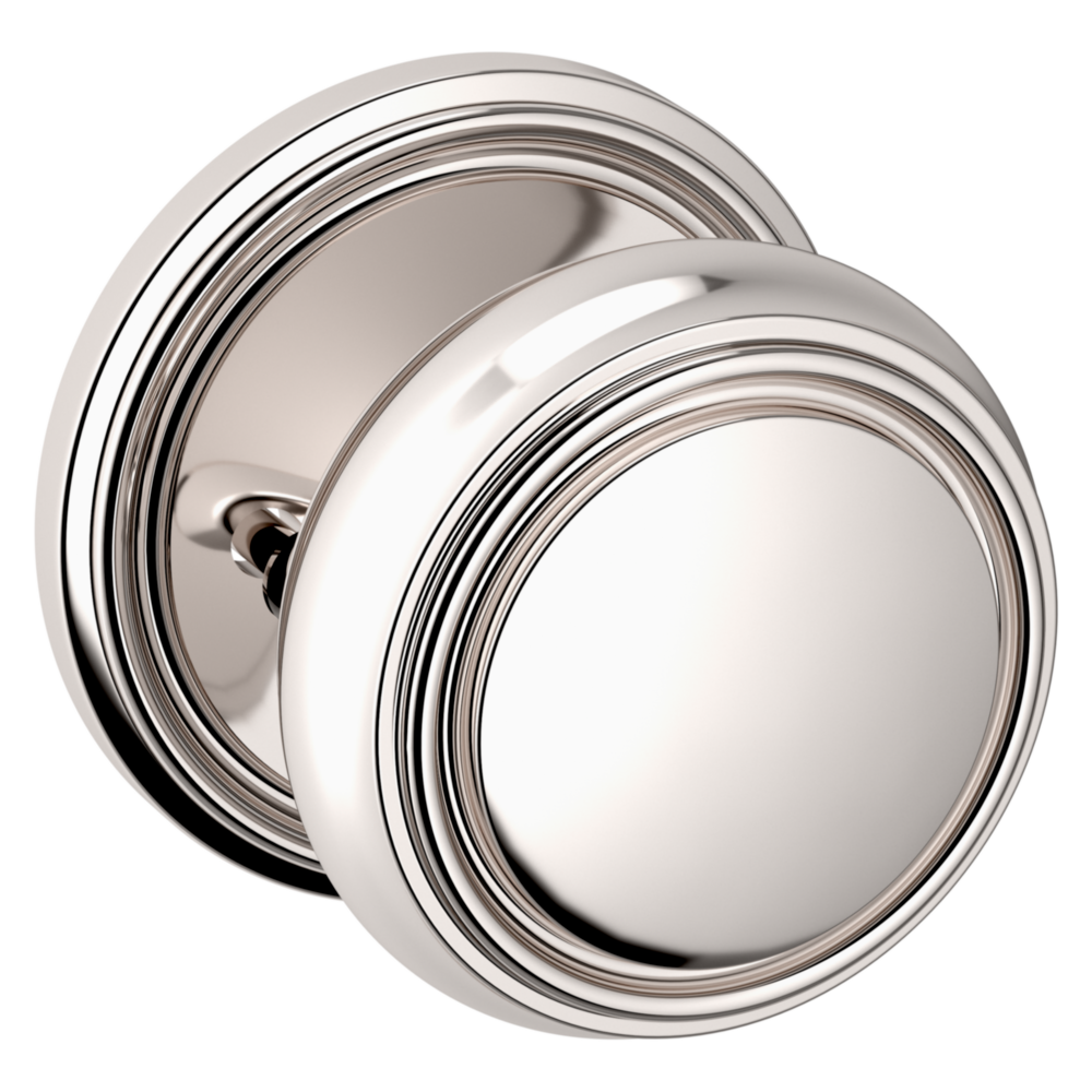 Baldwin 5068 Nashville Knob Set with 5070 Rose Lifetime (PVD) Polished Nickel / Privacy / Reversible