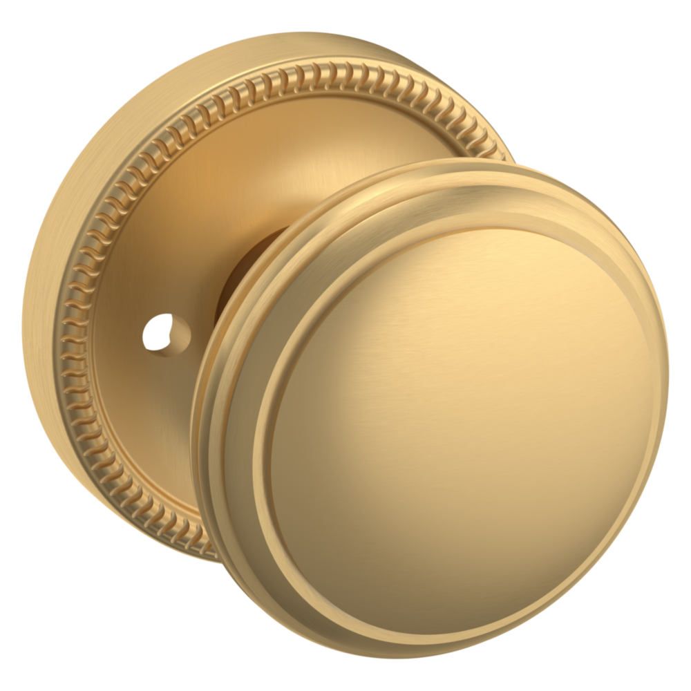 Baldwin 5069 Traditional Round Knob Set with 5076 Rose Vintage Brass / Privacy / Reversible