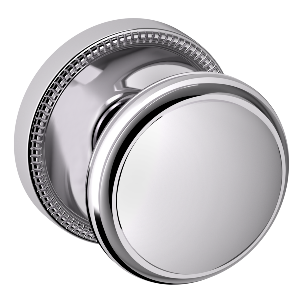 Baldwin 5069 Traditional Round Knob Set with 5076 Rose Polished Chrome / Full Dummy / Reversible