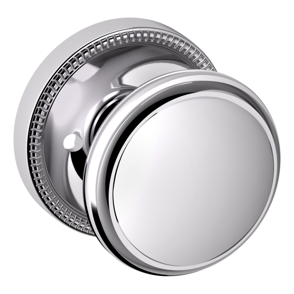 Baldwin 5069 Traditional Round Knob Set with 5076 Rose Polished Chrome / Privacy / Reversible