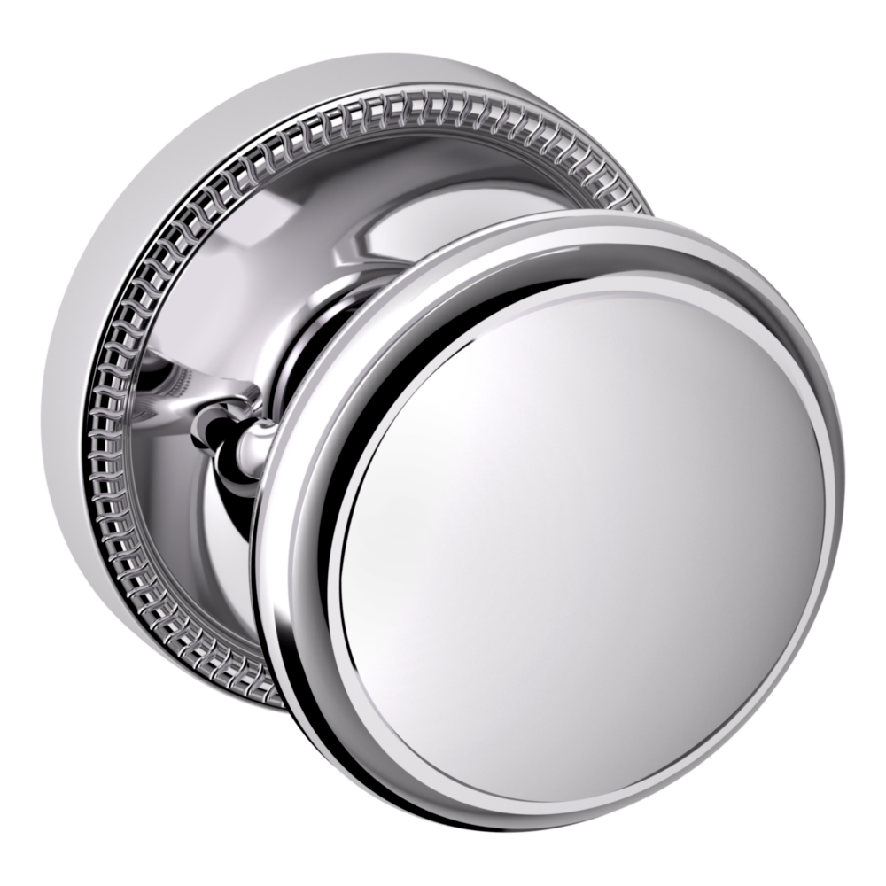 Baldwin 5069 Traditional Round Knob Set with 5076 Rose Polished Chrome / Privacy / Reversible