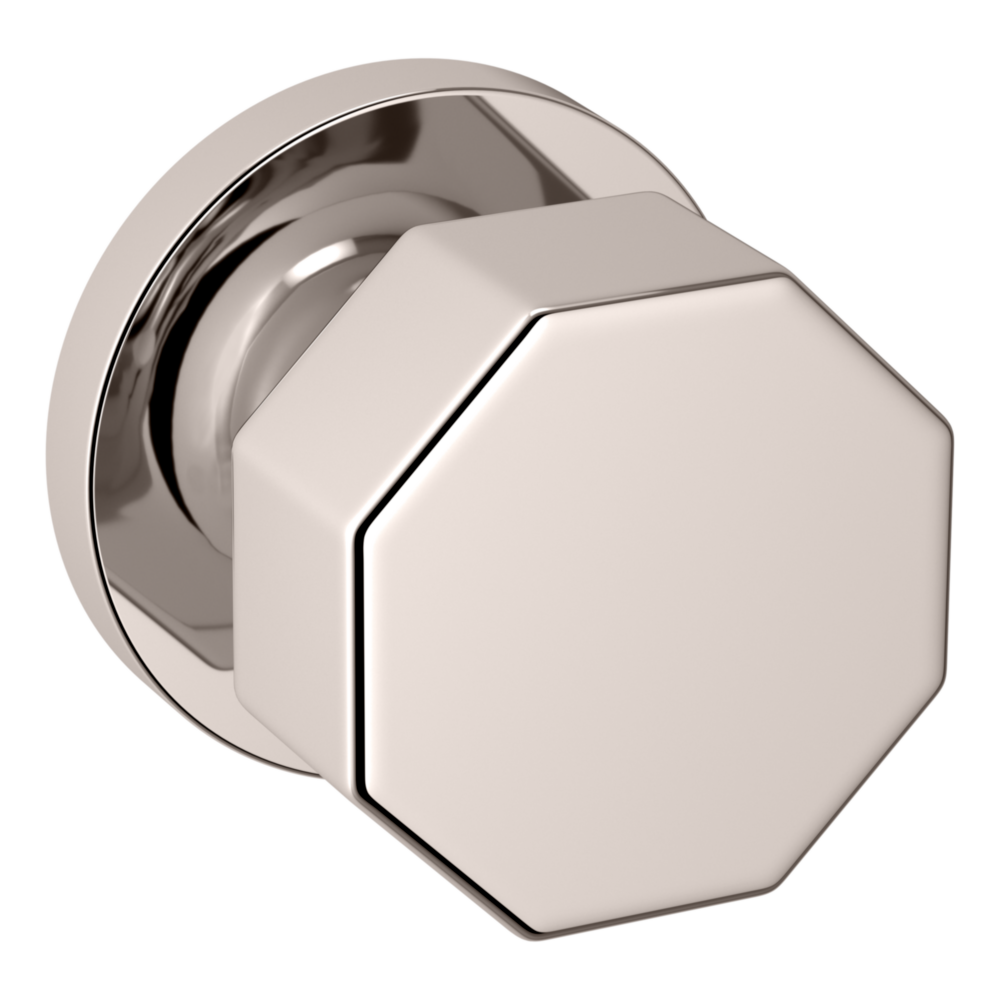 Baldwin 5073 Octagonal Knob Set with 5046 Rose Lifetime (PVD) Polished Nickel / Passage / Reversible
