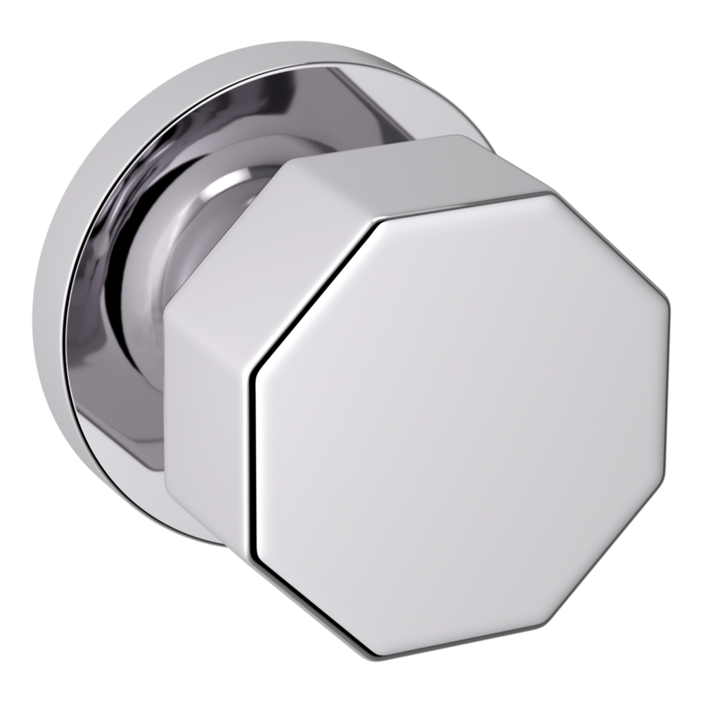 Baldwin 5073 Octagonal Knob Set with 5046 Rose Polished Chrome / Full Dummy / Reversible