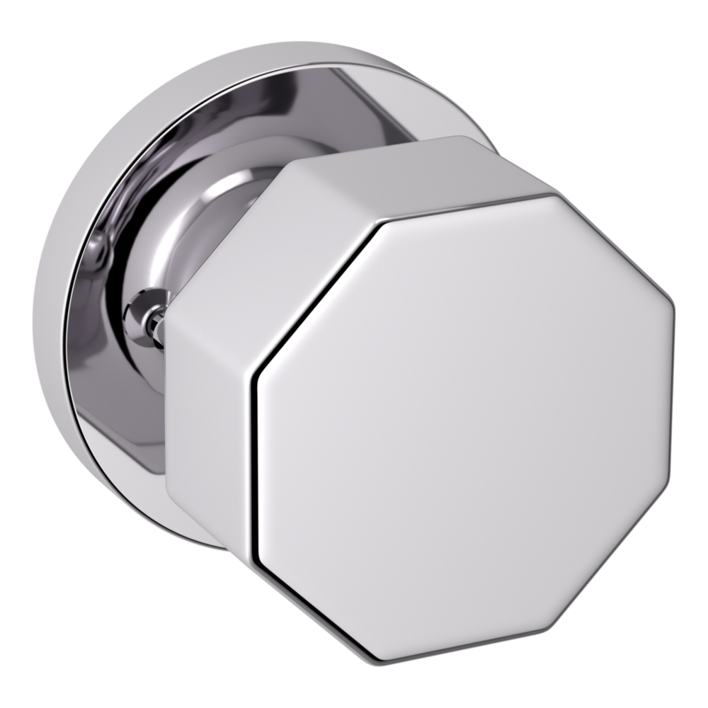 Baldwin 5073 Octagonal Knob Set with 5046 Rose Polished Chrome / Privacy / Reversible