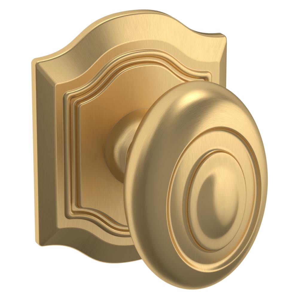 Baldwin 5077 Bethpage Knob Set with R027 Rose Vintage Brass / Passage / Reversible