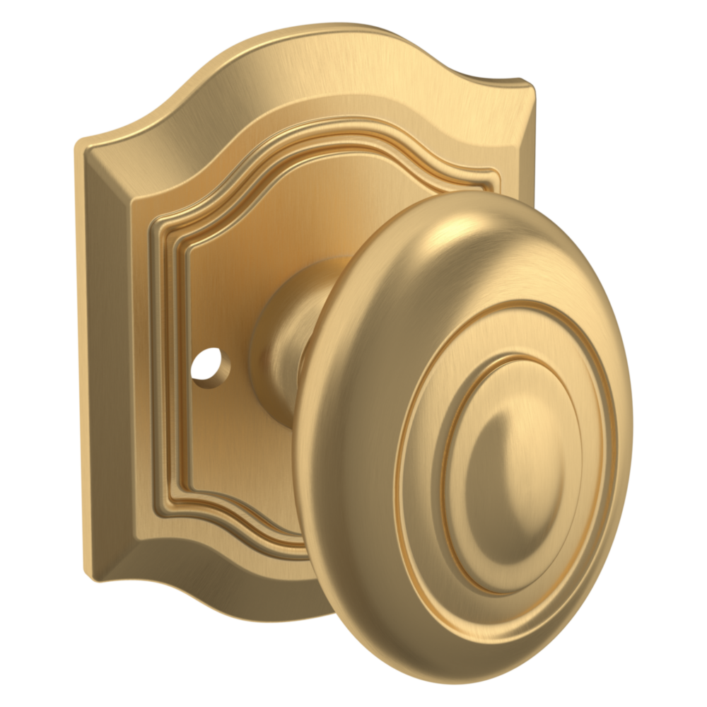 Baldwin 5077 Bethpage Knob Set with R027 Rose Vintage Brass / Privacy / Reversible
