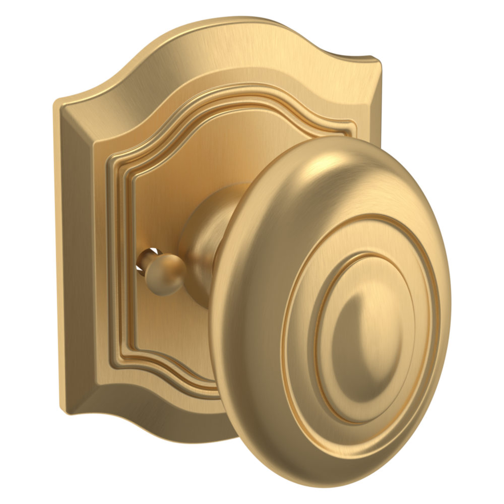 Baldwin 5077 Bethpage Knob Set with R027 Rose Vintage Brass / Privacy / Reversible