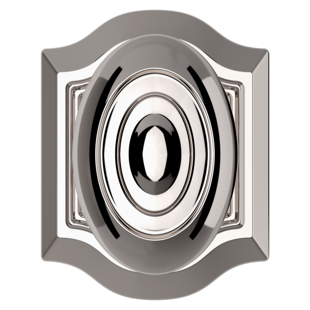 Baldwin 5077 Bethpage Knob Set with R027 Rose Lifetime (PVD) Polished Nickel / Privacy / Reversible