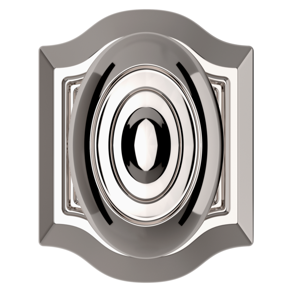 Baldwin 5077 Bethpage Knob Set with R027 Rose Lifetime (PVD) Polished Nickel / Privacy / Reversible