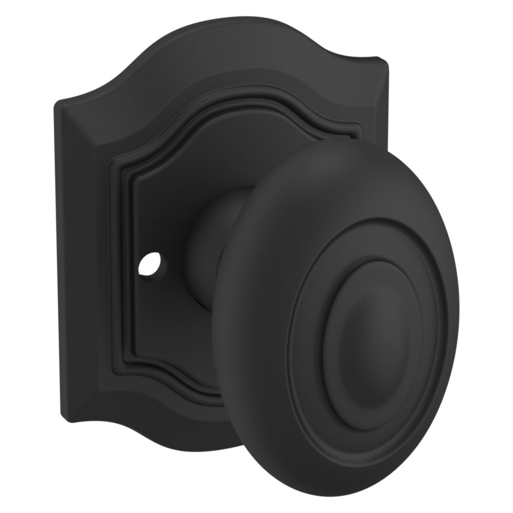 Baldwin 5077 Bethpage Knob Set with R027 Rose Satin Black / Privacy / Reversible