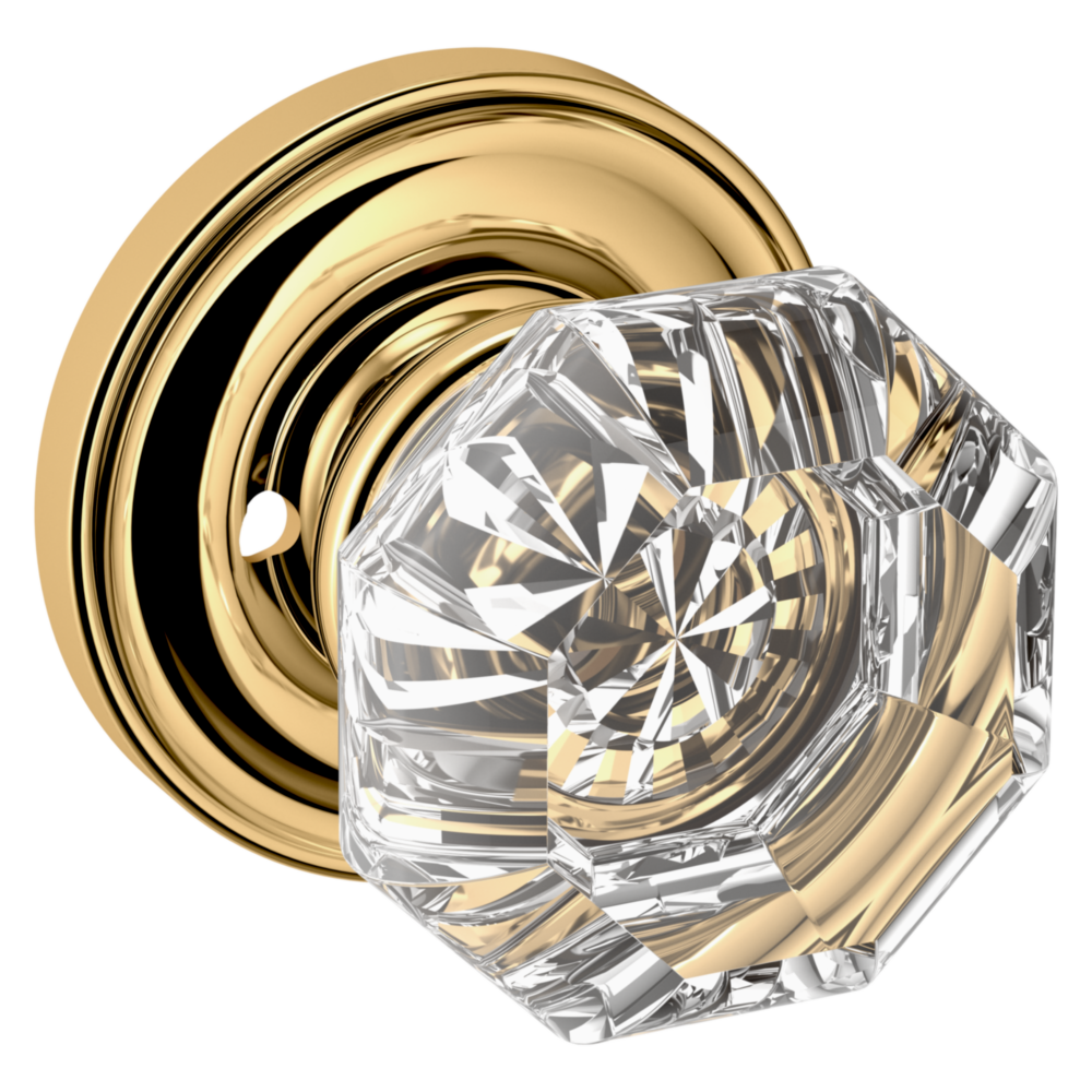 Baldwin 5080 Fillmore Knob Set with 5048 Rose Polished Brass / Privacy / Reversible