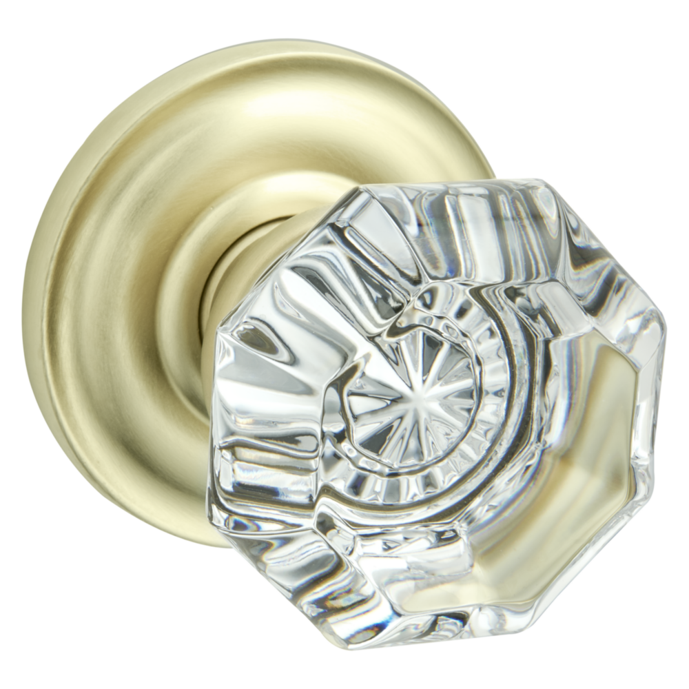 Baldwin 5080 Fillmore Knob Set with 5048 Rose Lifetime (PVD) Satin Brass / Full Dummy / Reversible