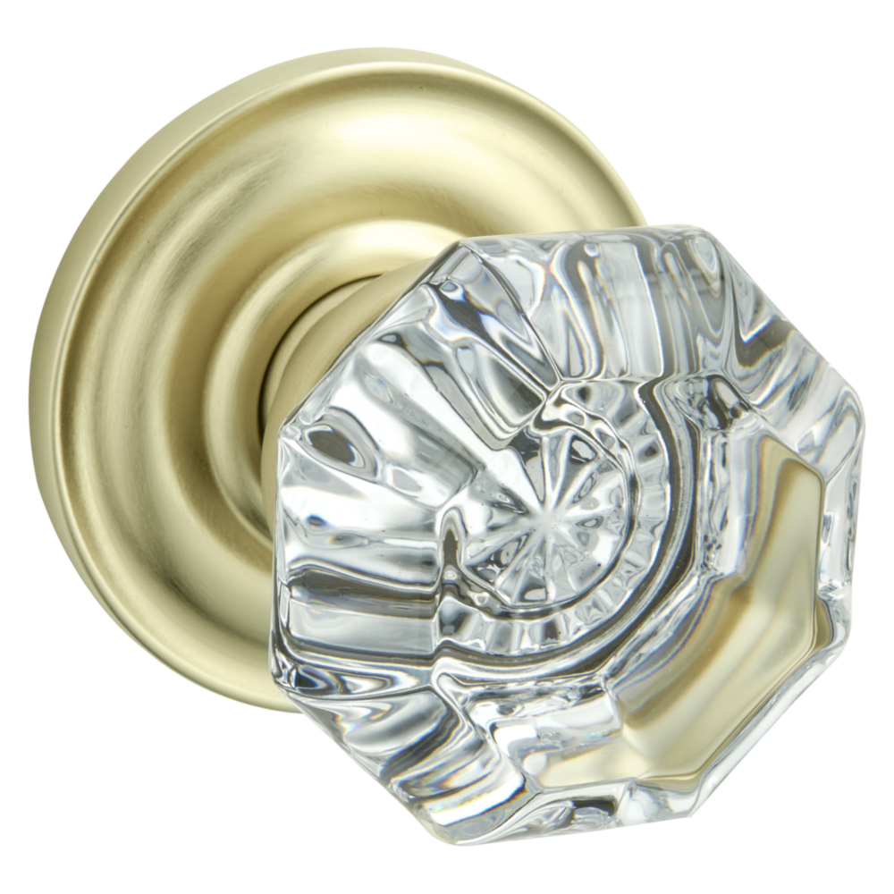 Baldwin 5080 Fillmore Knob Set with 5048 Rose Lifetime (PVD) Satin Brass / Passage / Reversible