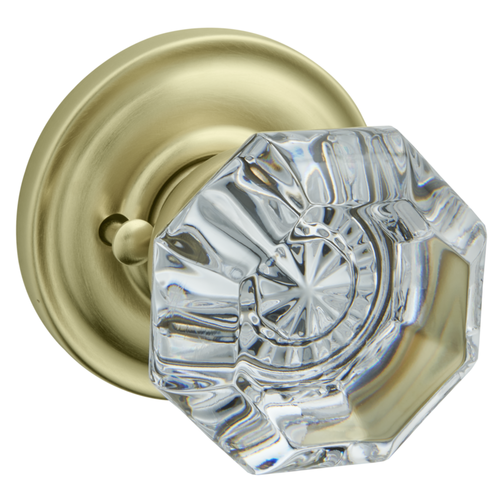 Baldwin 5080 Fillmore Knob Set with 5048 Rose Lifetime (PVD) Satin Brass / Privacy / Reversible