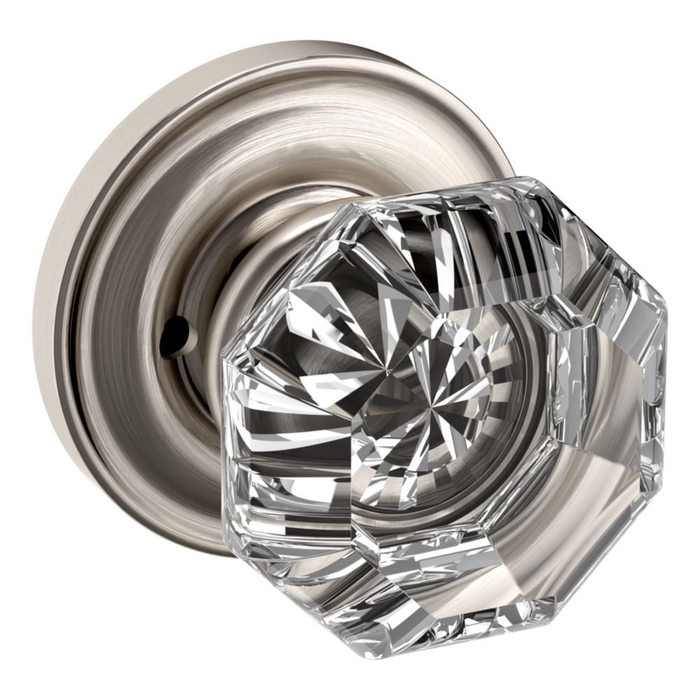 Baldwin 5080 Fillmore Knob Set with 5048 Rose Satin Nickel / Privacy / Reversible