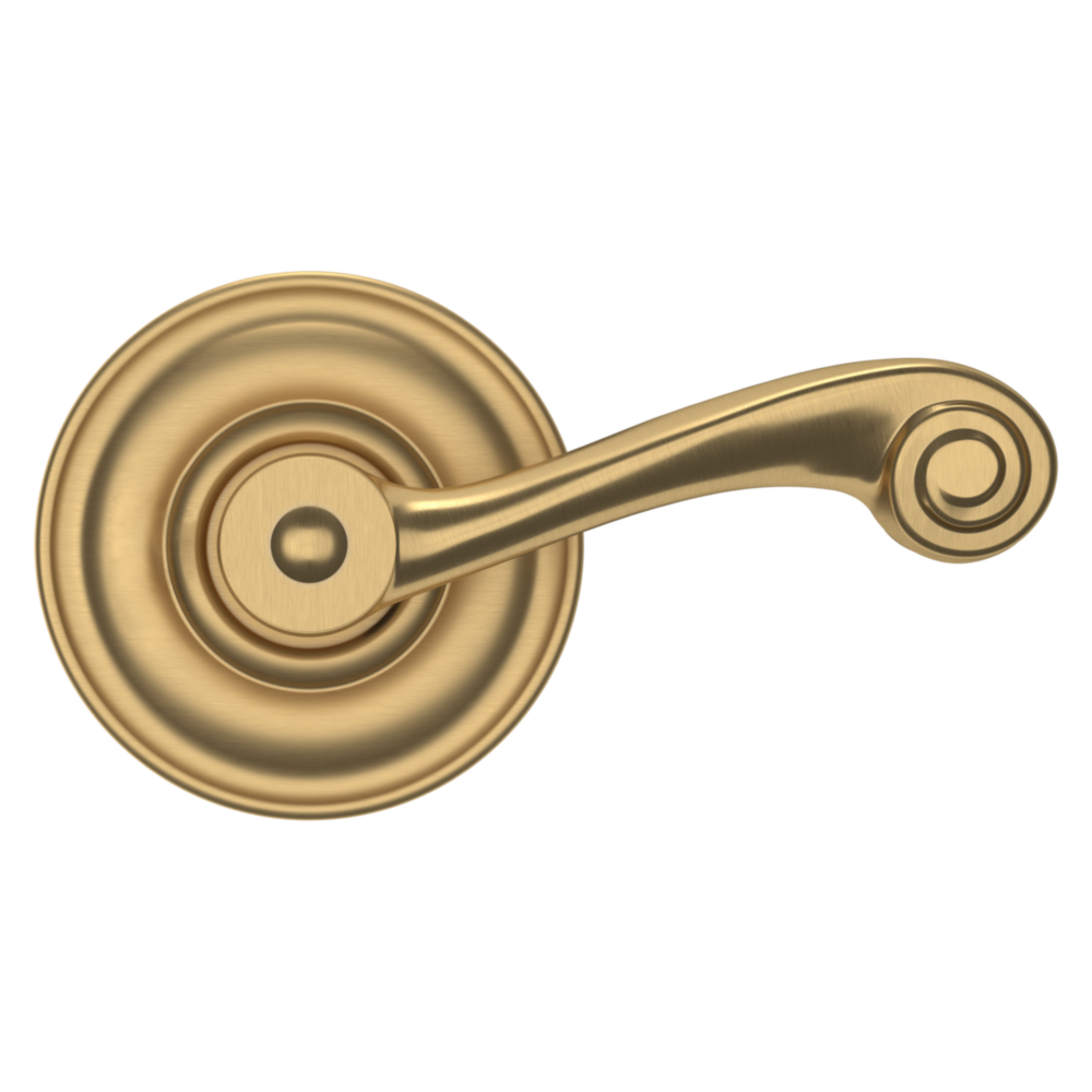 Baldwin 5103 Wave Lever Set with 5048 Rose Vintage Brass / Passage / Reversible