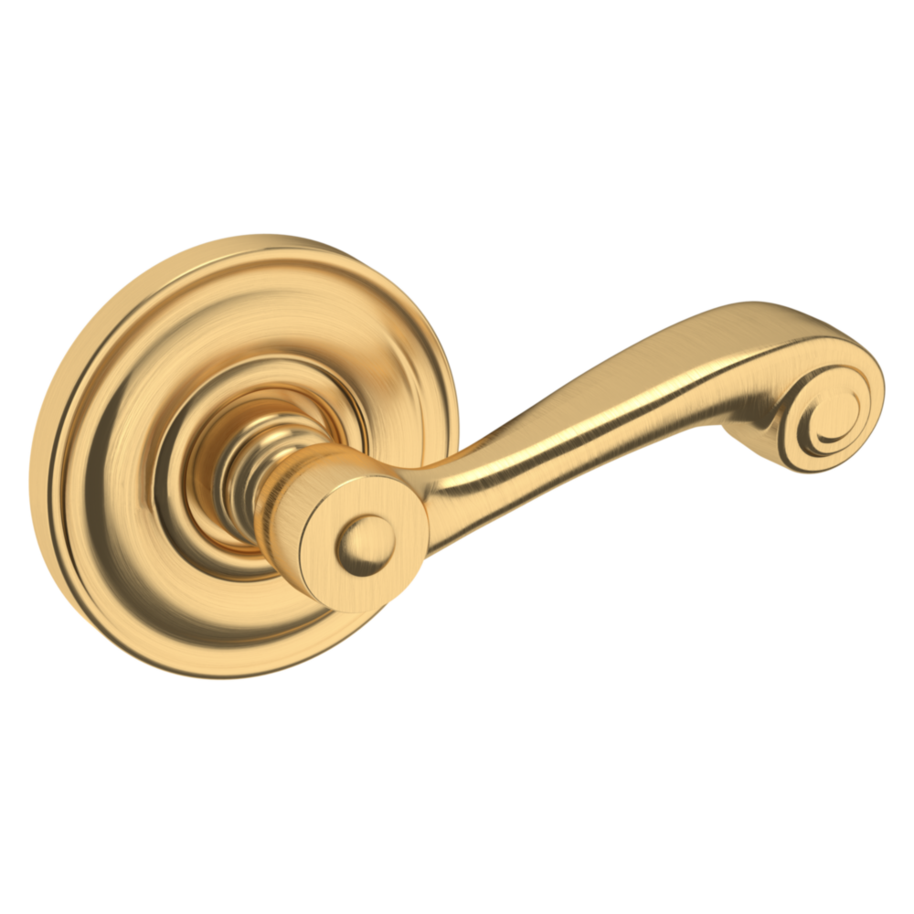 Baldwin 5103 Wave Lever Set with 5048 Rose Lifetime (PVD) Satin Brass / Passage / Reversible