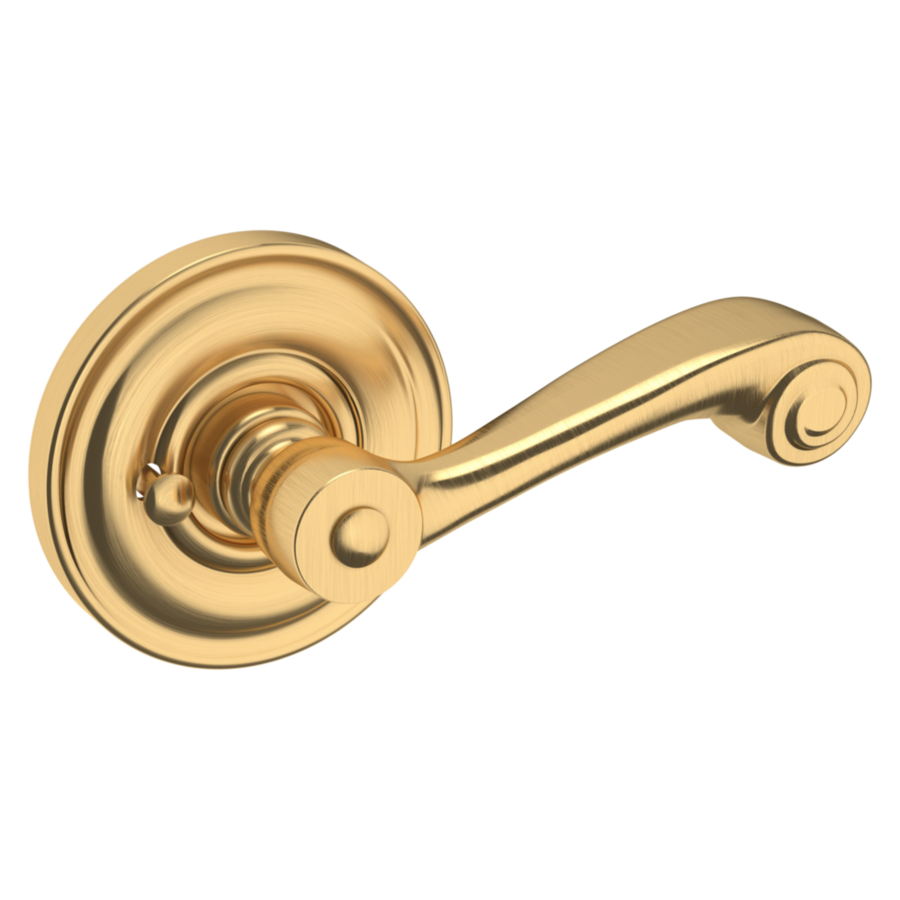 Baldwin 5103 Wave Lever Set with 5048 Rose Lifetime (PVD) Satin Brass / Privacy / Reversible