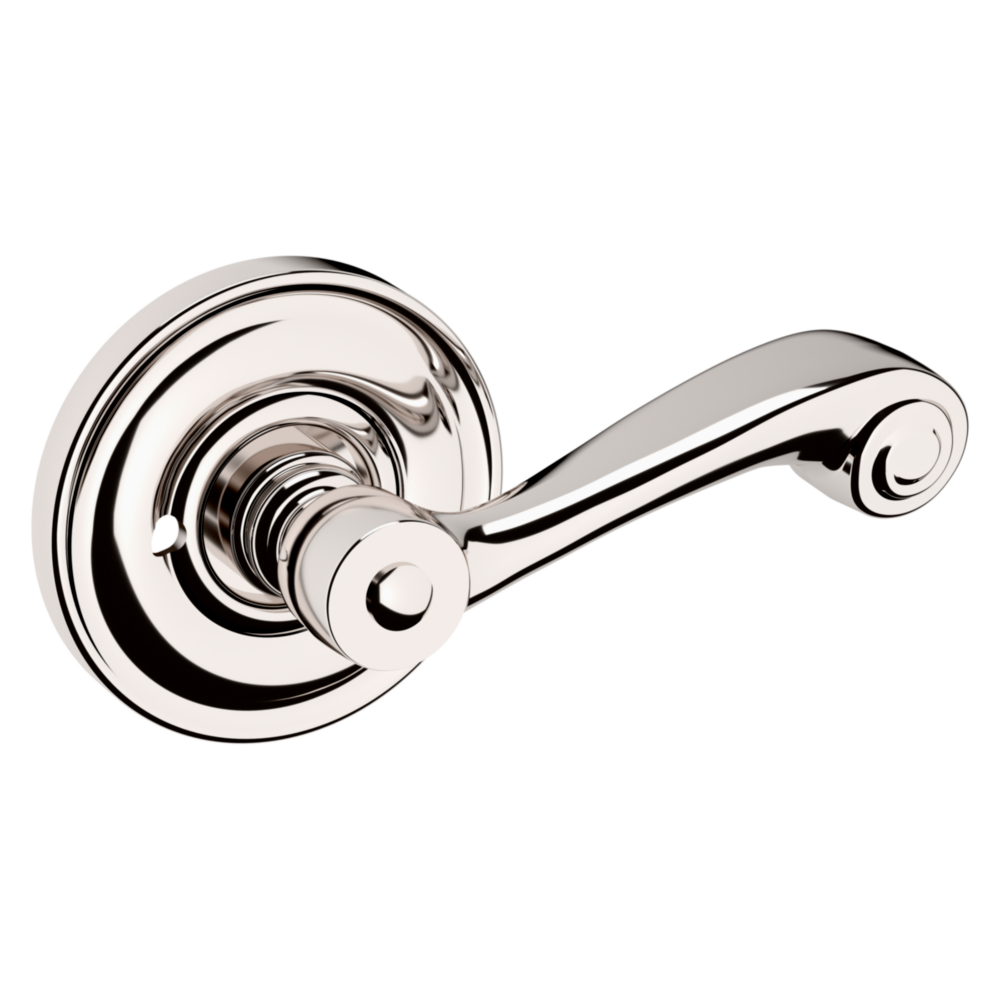 Baldwin 5103 Wave Lever Set with 5048 Rose Lifetime (PVD) Polished Nickel / Privacy / Reversible