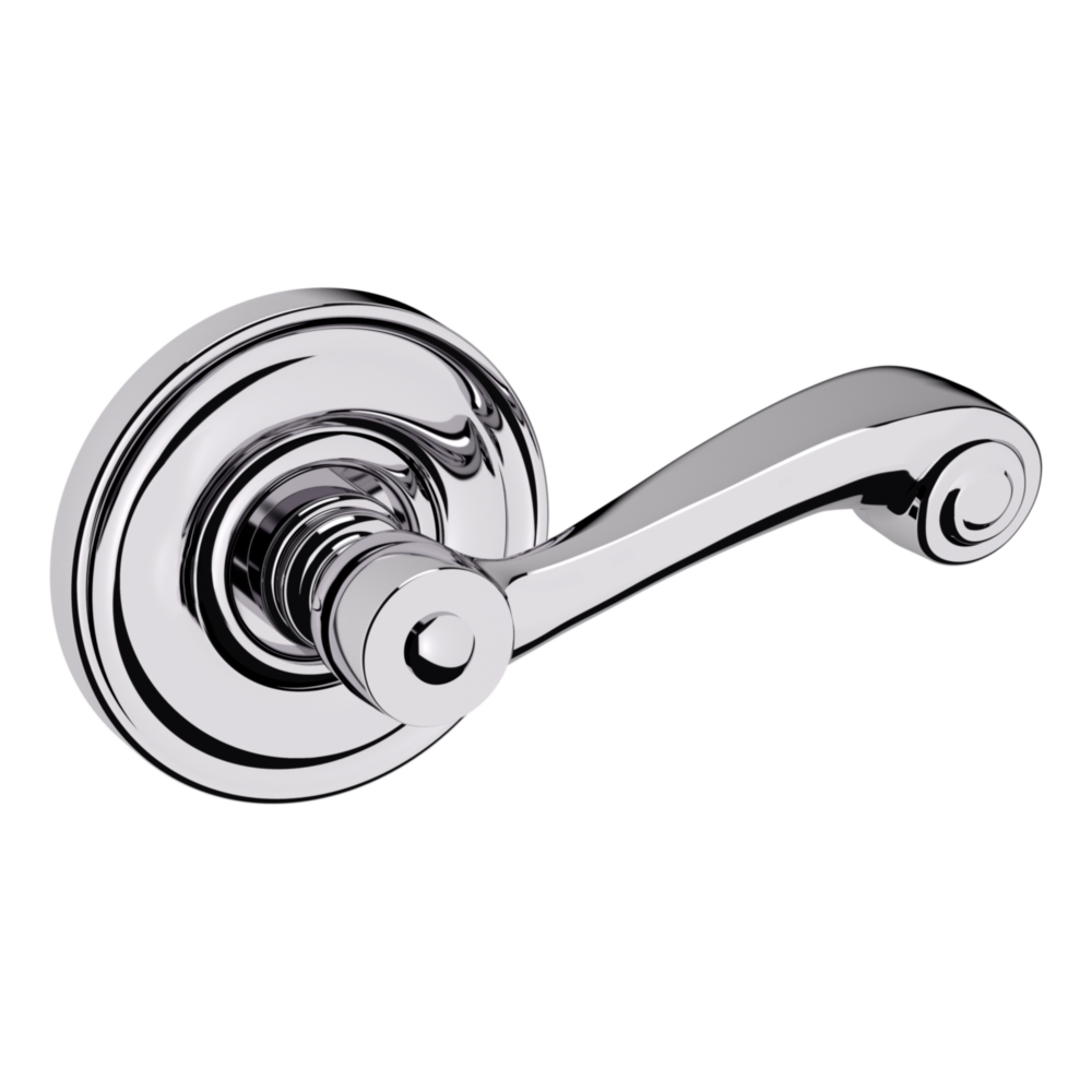 Baldwin 5103 Wave Lever Set with 5048 Rose Polished Chrome / Passage / Reversible