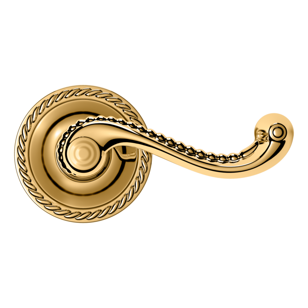 Baldwin 5104 Bristol Lever Set with 5004 Rose Lifetime (PVD) Polished Brass / Passage / Reversible