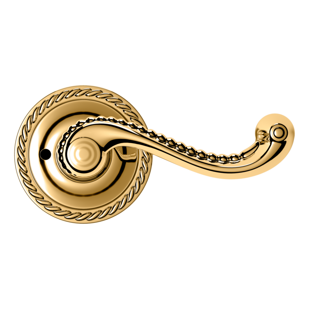 Baldwin 5104 Bristol Lever Set with 5004 Rose Lifetime (PVD) Polished Brass / Privacy / Reversible