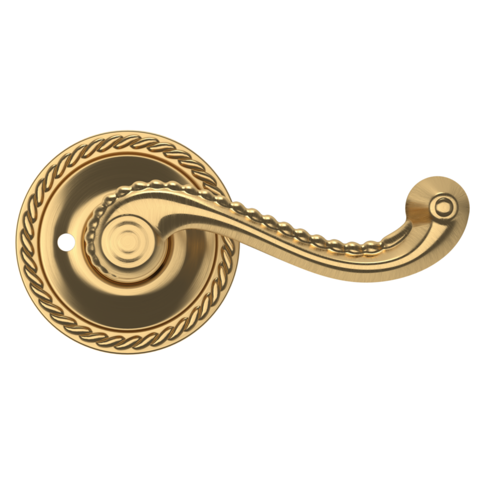 Baldwin 5104 Bristol Lever Set with 5004 Rose Lifetime (PVD) Satin Brass / Privacy / Reversible