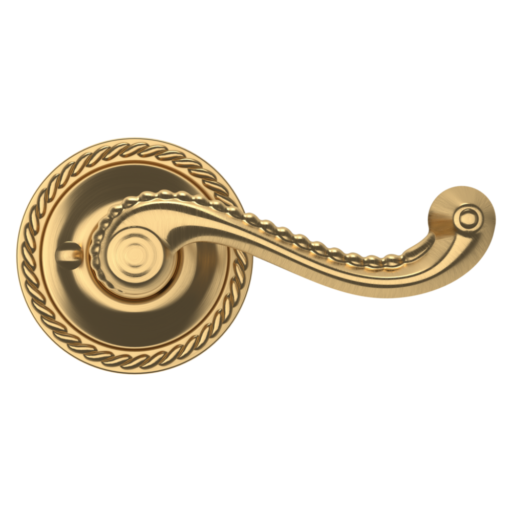 Baldwin 5104 Bristol Lever Set with 5004 Rose Lifetime (PVD) Satin Brass / Privacy / Reversible