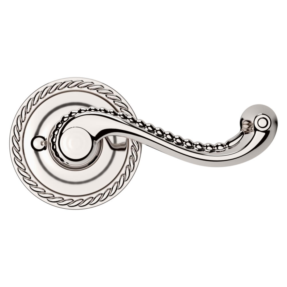 Baldwin 5104 Bristol Lever Set with 5004 Rose Lifetime (PVD) Polished Nickel / Privacy / Reversible