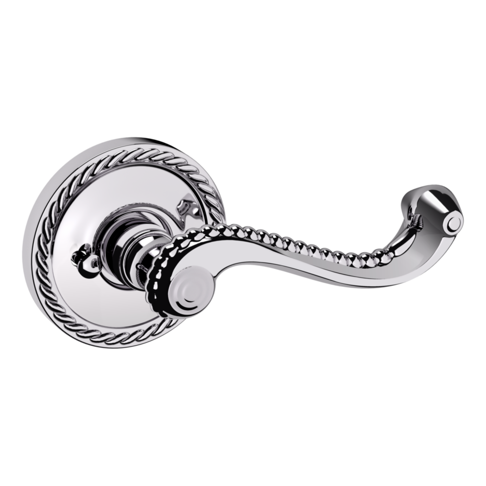 Baldwin 5104 Bristol Lever Set with 5004 Rose Polished Chrome / Privacy / Reversible