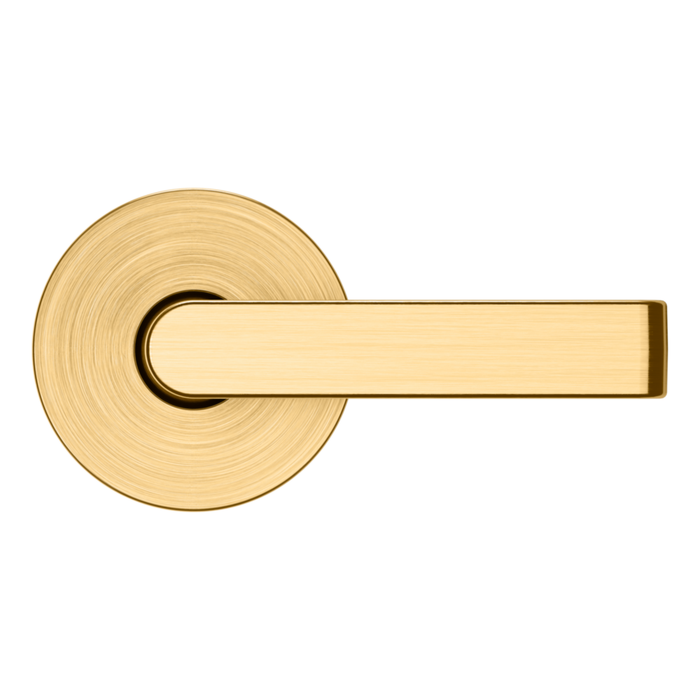 Baldwin 5105 Contemporary Straight Lever Set with 5046 Rose Lifetime (PVD) Satin Brass / Full Dummy / Reversible
