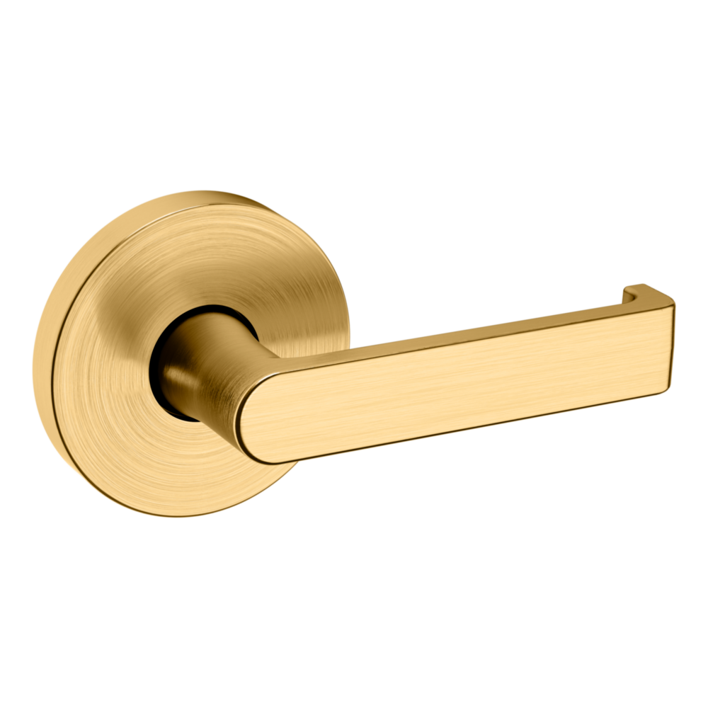 Baldwin 5105 Contemporary Straight Lever Set with 5046 Rose Lifetime (PVD) Satin Brass / Passage / Reversible