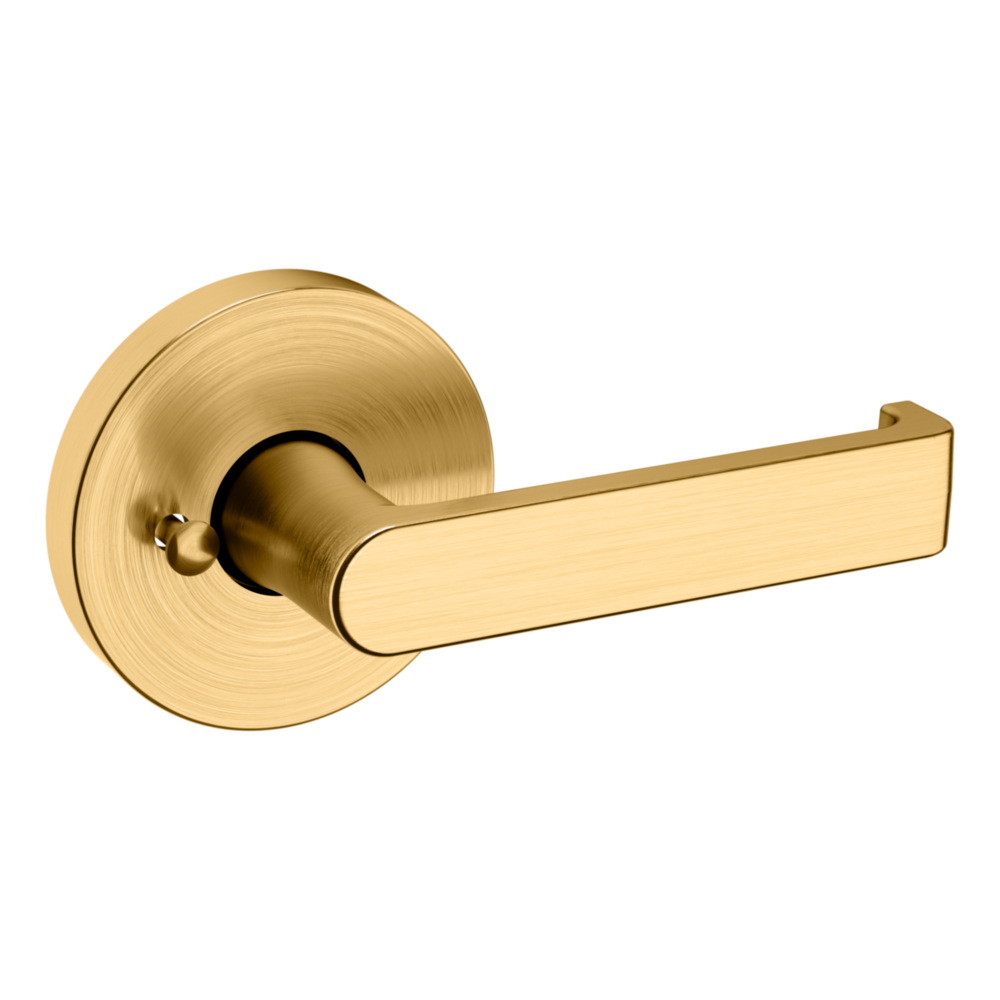 Baldwin 5105 Contemporary Straight Lever Set with 5046 Rose Lifetime (PVD) Satin Brass / Privacy / Reversible