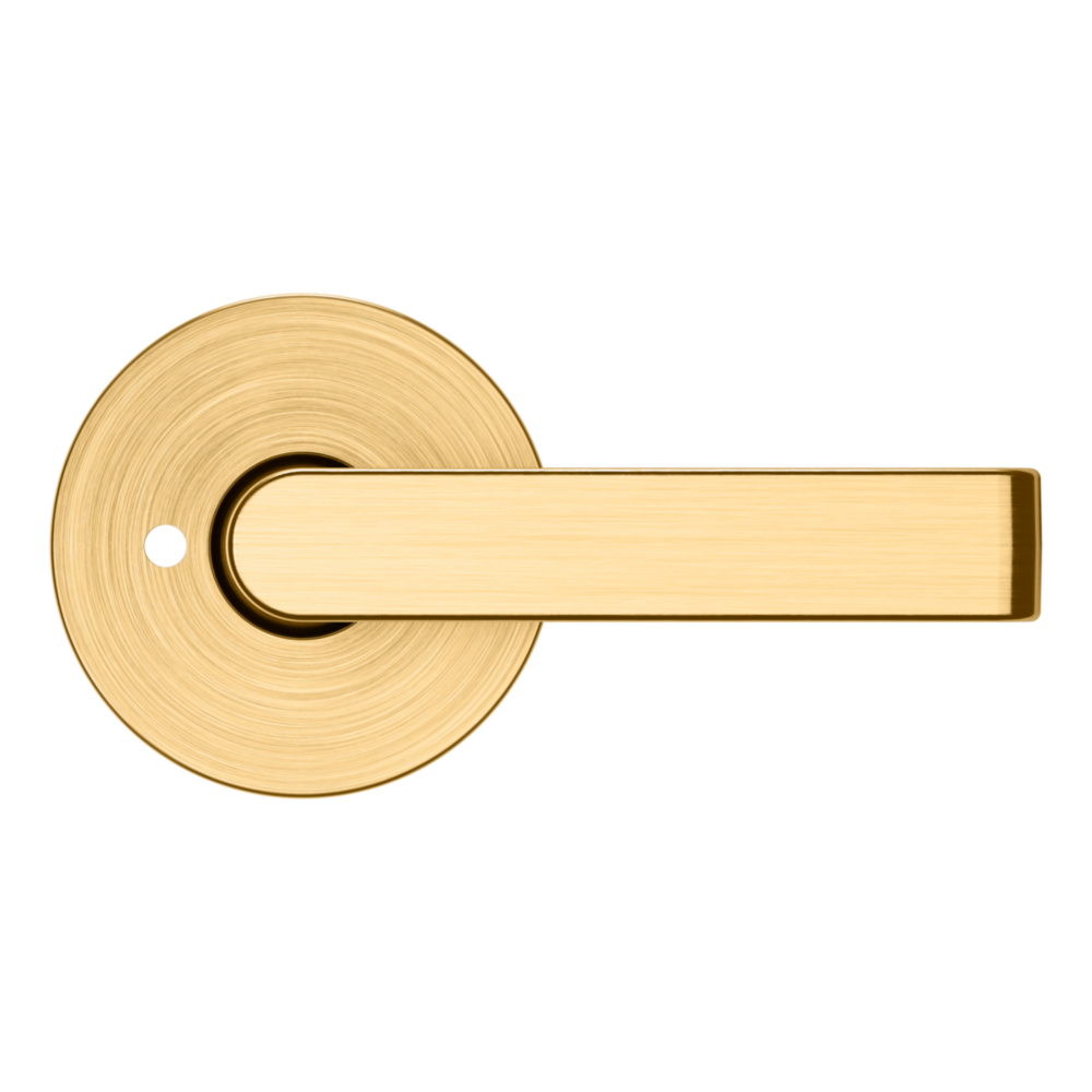 Baldwin 5105 Contemporary Straight Lever Set with 5046 Rose Lifetime (PVD) Satin Brass / Privacy / Reversible