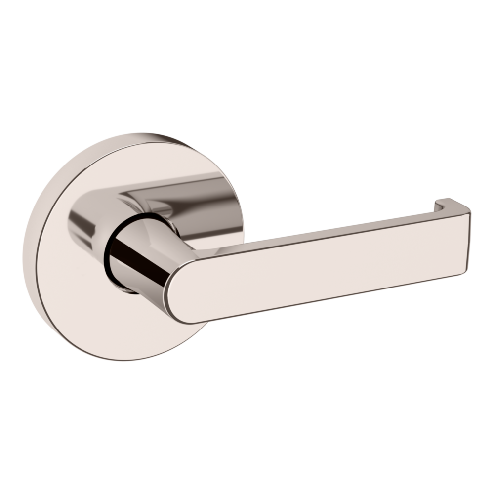 Baldwin 5105 Contemporary Straight Lever Set with 5046 Rose Lifetime (PVD) Polished Nickel / Full Dummy / Reversible