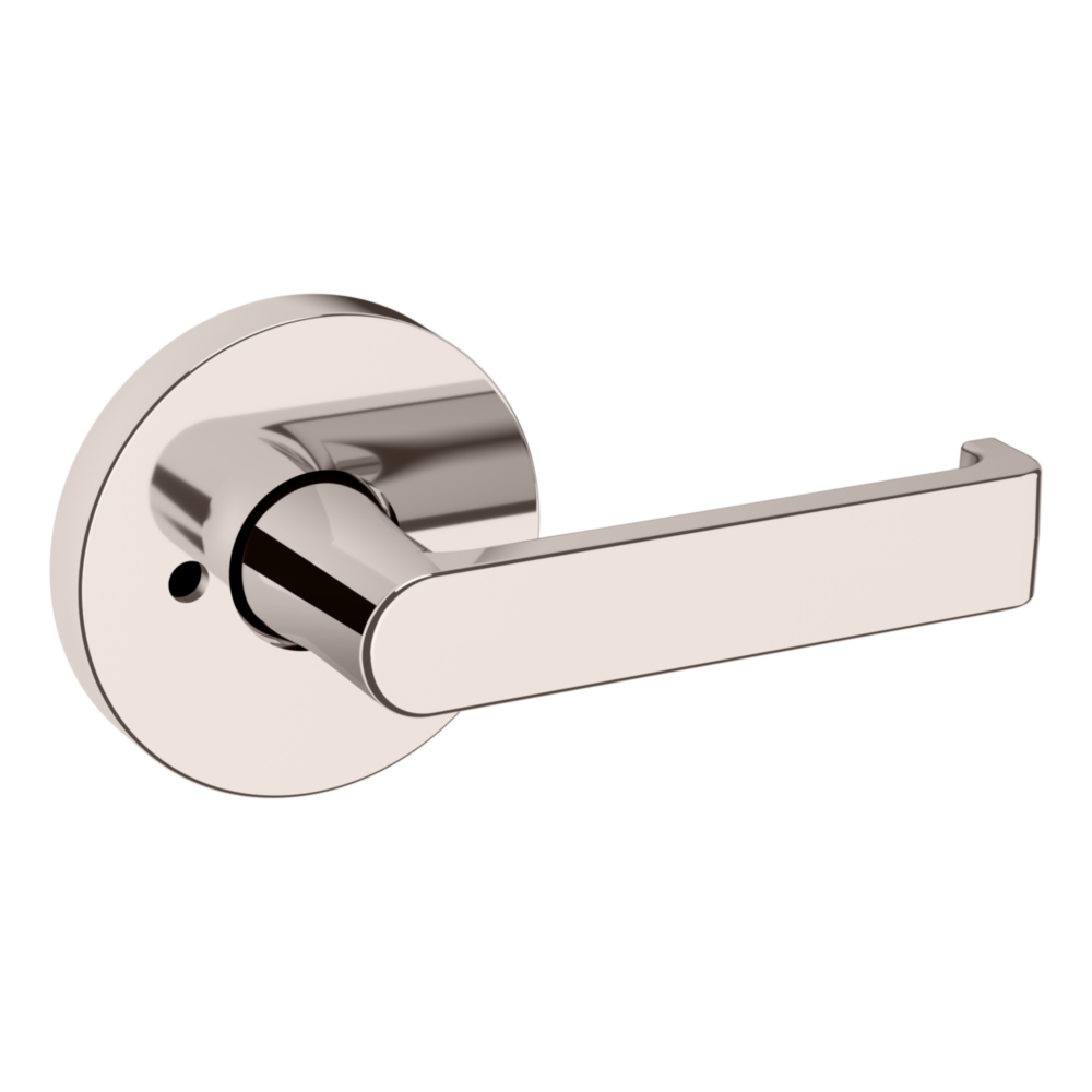 Baldwin 5105 Contemporary Straight Lever Set with 5046 Rose Lifetime (PVD) Polished Nickel / Privacy / Reversible