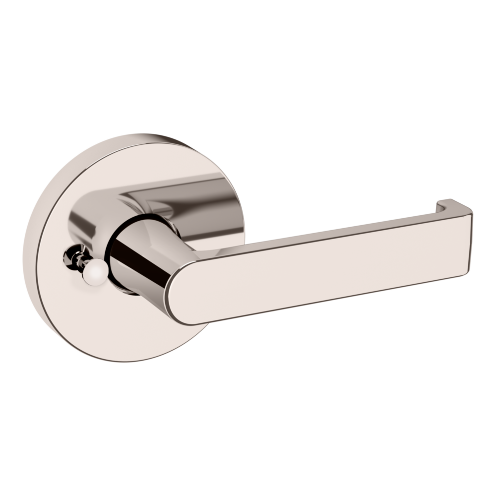 Baldwin 5105 Contemporary Straight Lever Set with 5046 Rose Lifetime (PVD) Polished Nickel / Privacy / Reversible